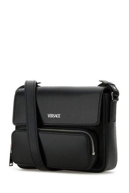 Versace Man Black Leather Crossbody Bag