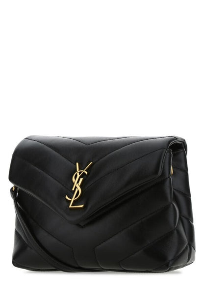Saint Laurent Woman Black Leather Toy Loulou Crossbody Bag