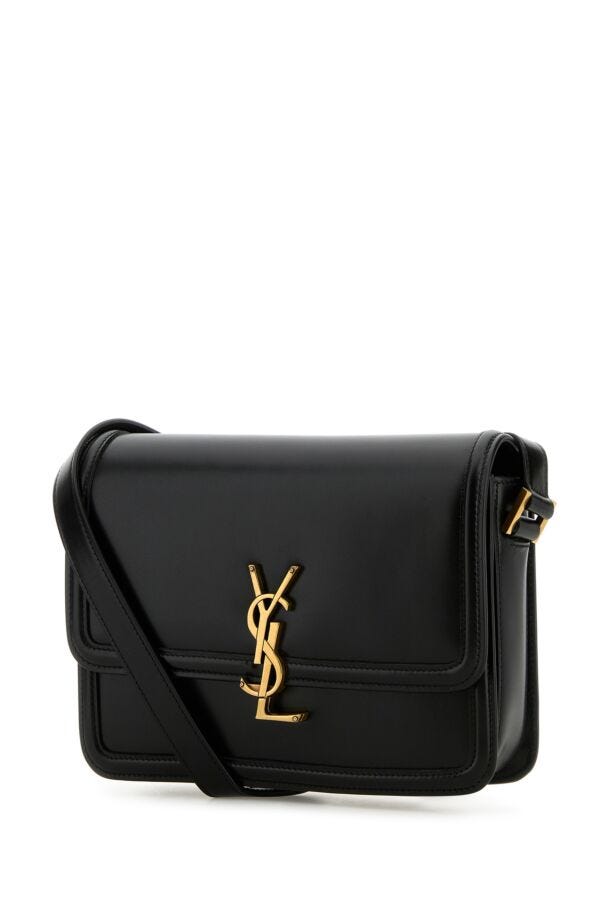 Saint Laurent Woman Black Leather Medium Solferino Crossbody Bag