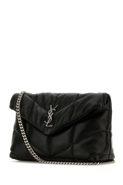 Saint Laurent Woman Black Nappa Leather Puffer Toy Crossbody Bag