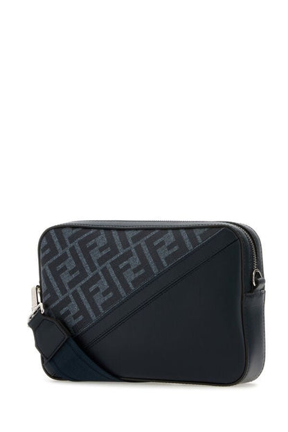 Fendi Man Multicolor Fabric And Leather Fendi Diagonal Crossbody Bag