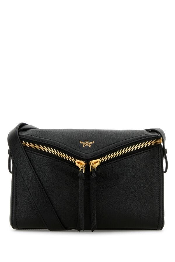 Mcm Woman Black Leather Small Diamant 3D Crossbody Bag