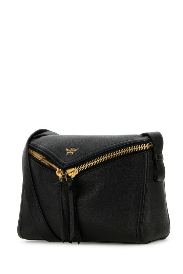 Mcm Woman Black Leather Small Diamant 3D Crossbody Bag