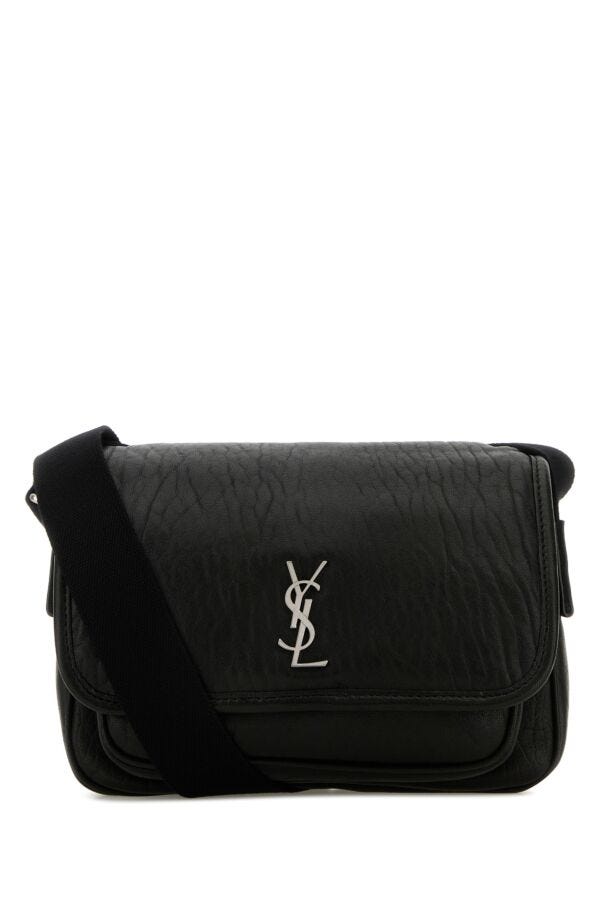Saint Laurent Man Black Leather Small Messenger Crossbody Bag