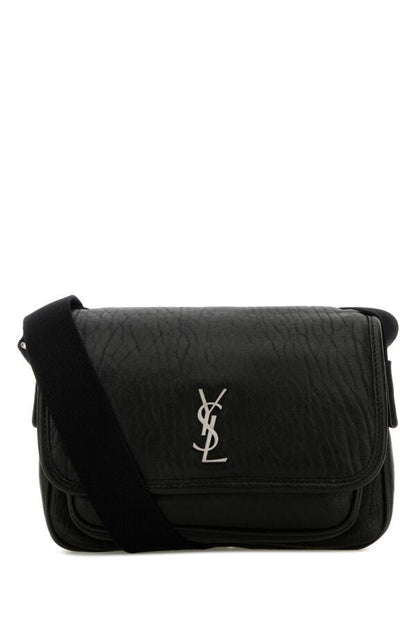Saint Laurent Man Black Leather Small Messenger Crossbody Bag