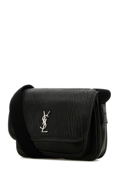 Saint Laurent Man Black Leather Small Messenger Crossbody Bag