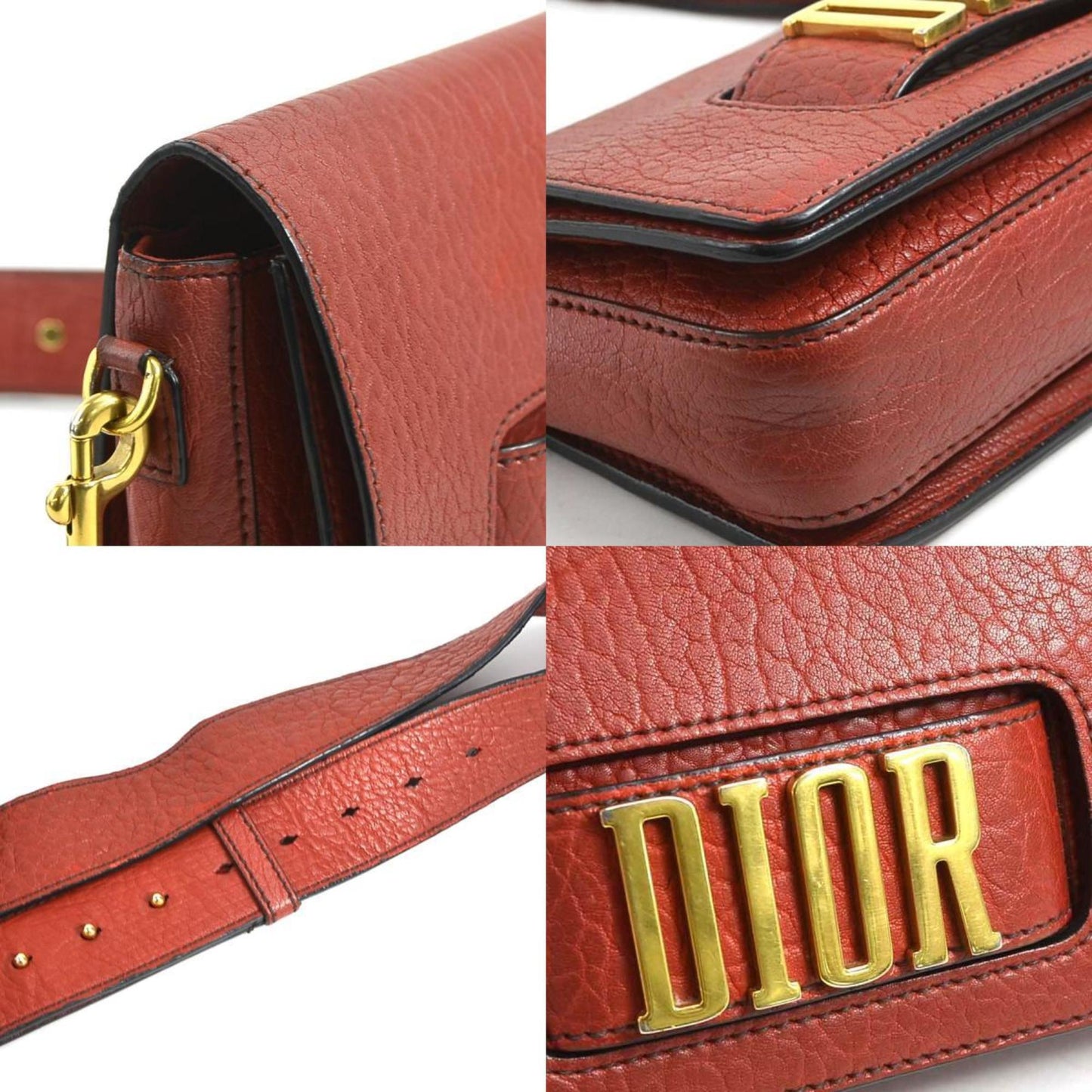Christian Dior Red Color Leather Shoulder Bag Style 6