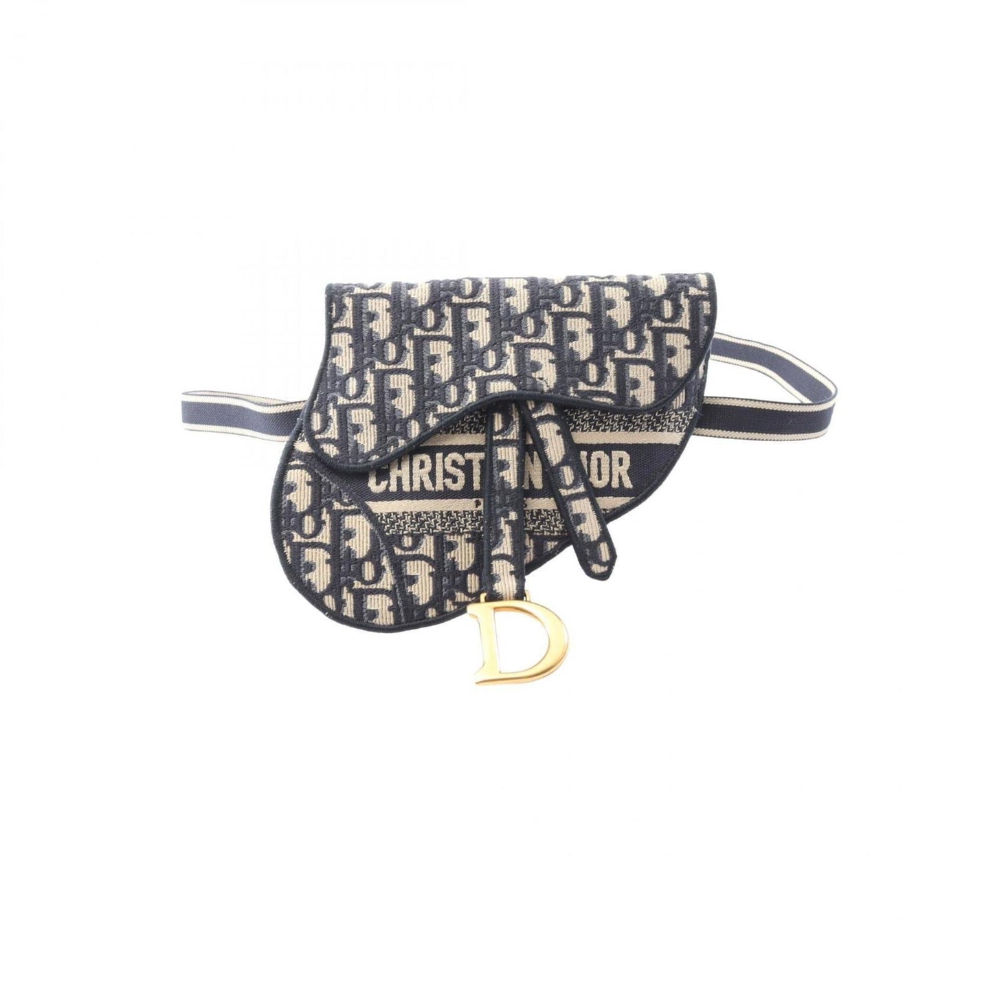Christian Dior Beige Navy Canvas Fanny Pack Saddle Bag
