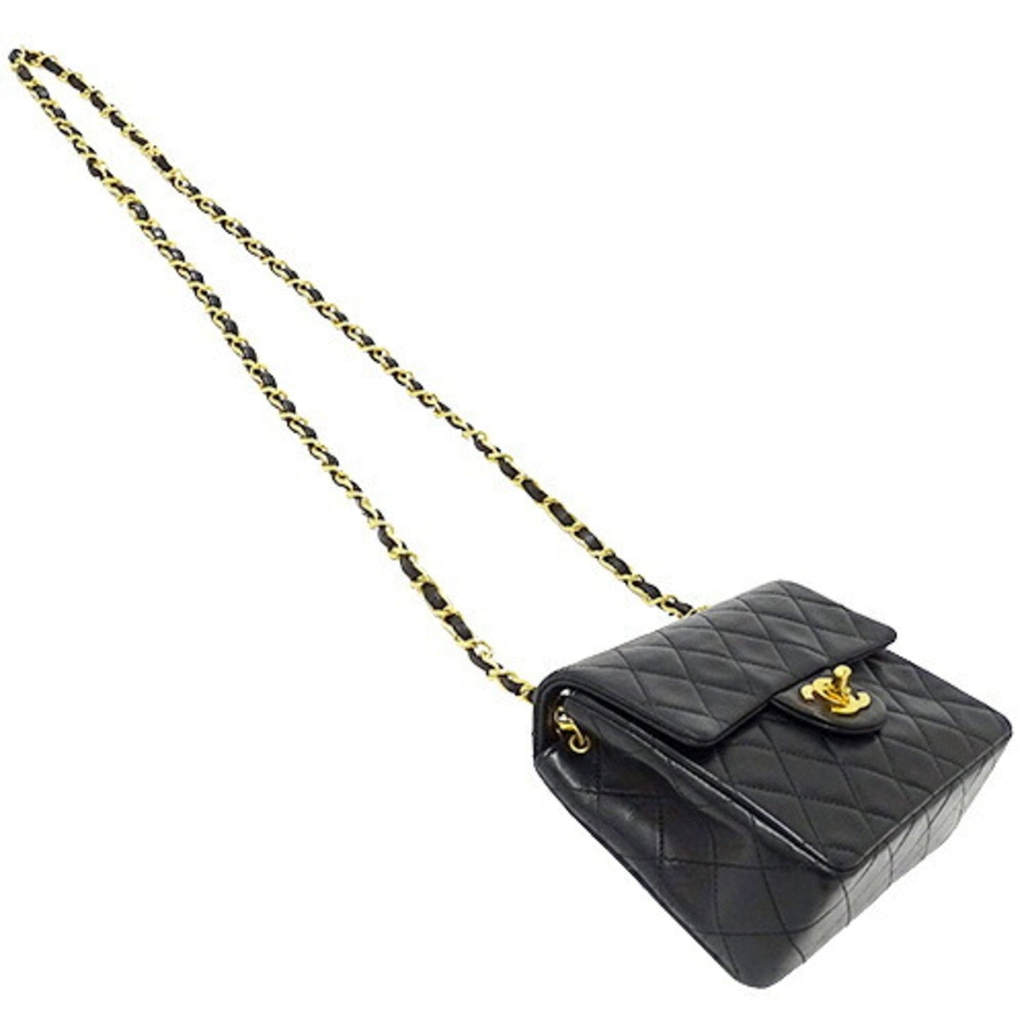Chanel bag matelasse lady's shoulder chain lambskin black