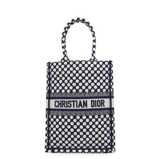 Christian Dior Navy White Canvas Handbag Canvas