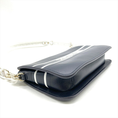 Christian Dior Navy Leather Shoulder Bag Leather