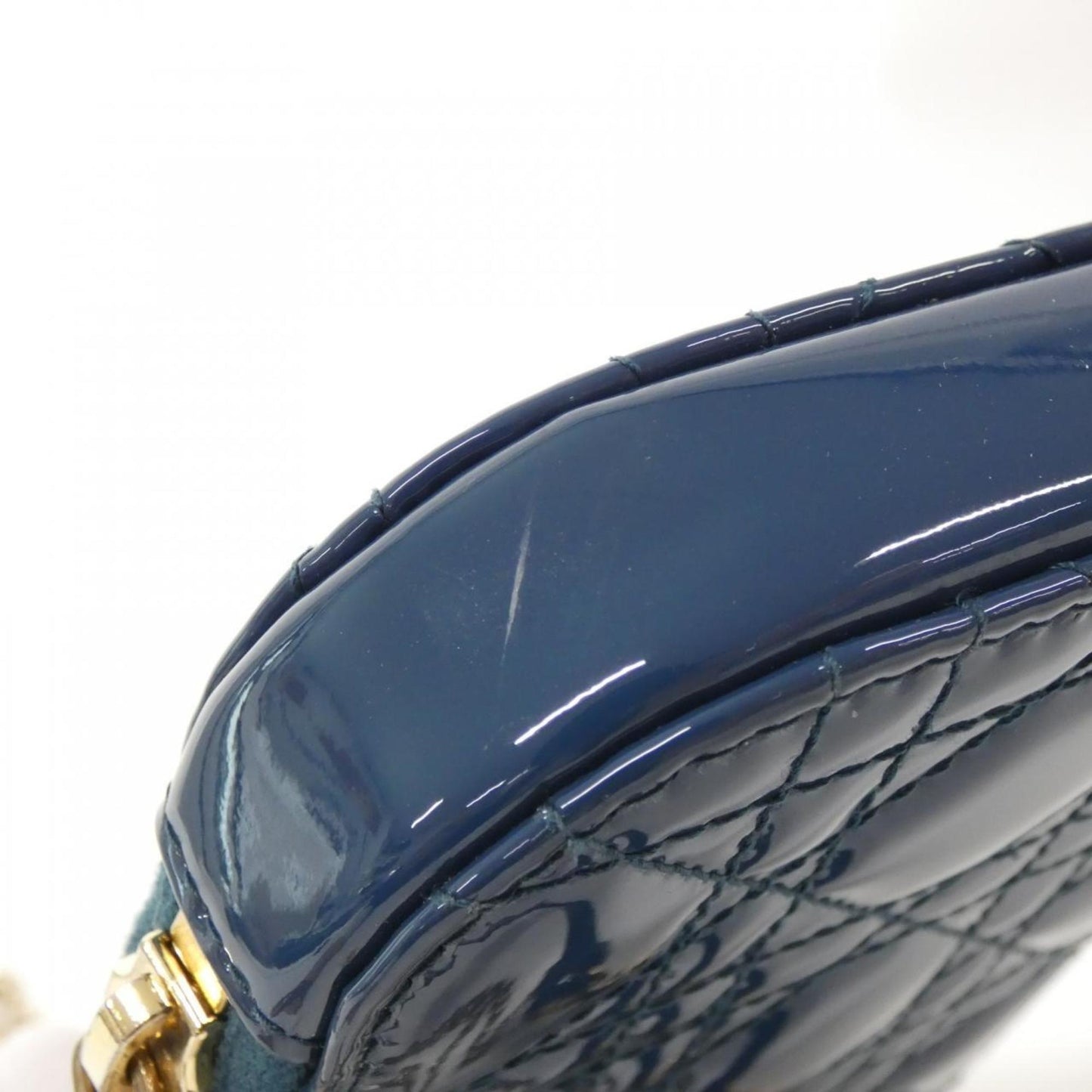 Christian Dior Blue Leather Handbag Pouch Shoulder Bag