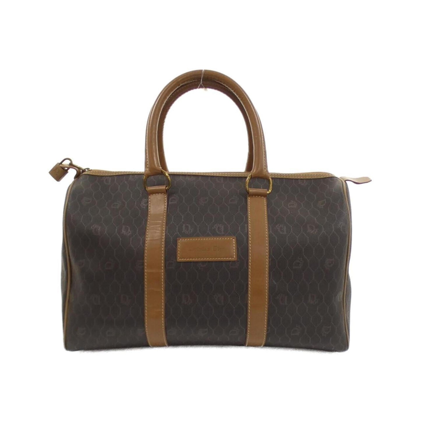 Christian Dior Brown Coated Canvas Boston Bag