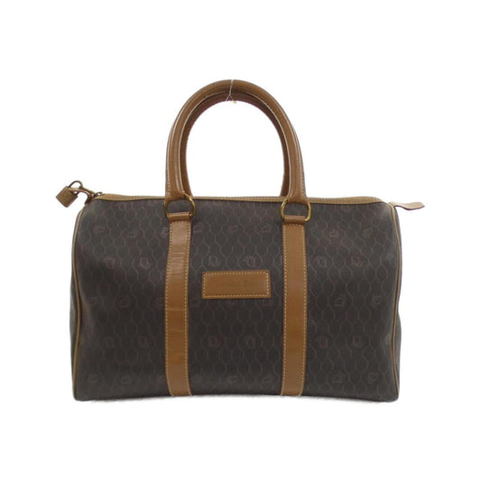 Christian Dior Brown Coated Canvas Boston Bag