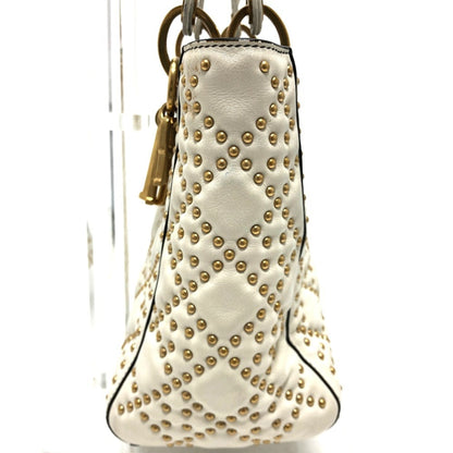 Christian Dior Lady Dior White Leather Handbag Tote Bag