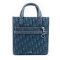 Christian Dior Black Dark Navy Canvas Leather Handbag Tote Bag
