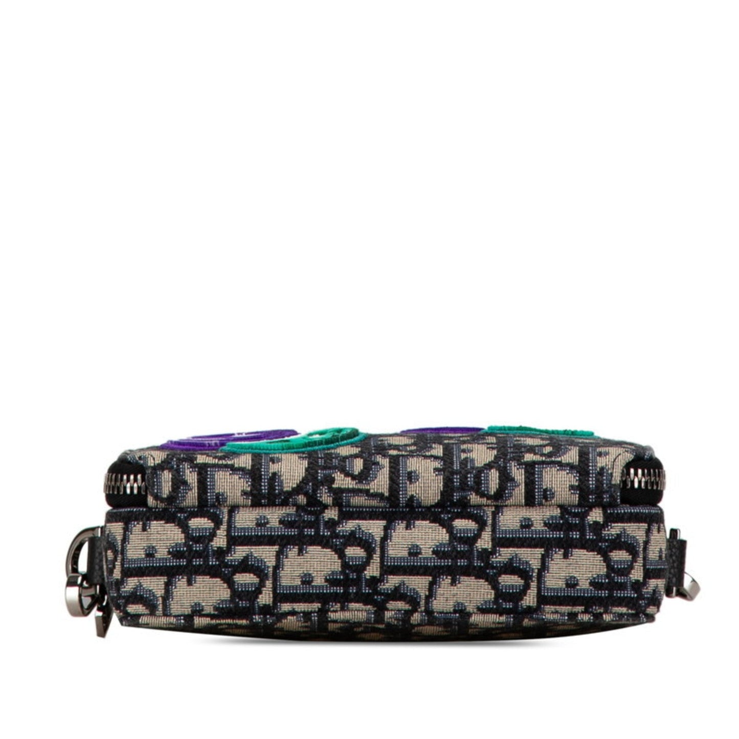 Christian Dior Beige Navy Jacquard Shoulder Bag Jacquard