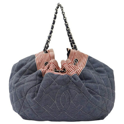 Chanel Bag Women's Tote Shoulder Chain Cococabus GM Blue Red