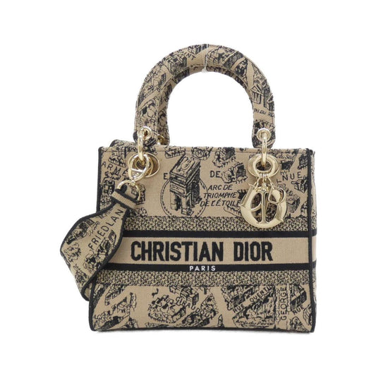 Christian Dior Beige Black Canvas Handbag Canvas