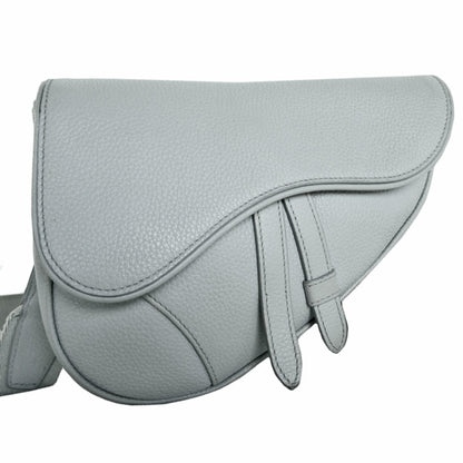 Christian Dior Light Gray Leather Saddle Bag Sling Bag