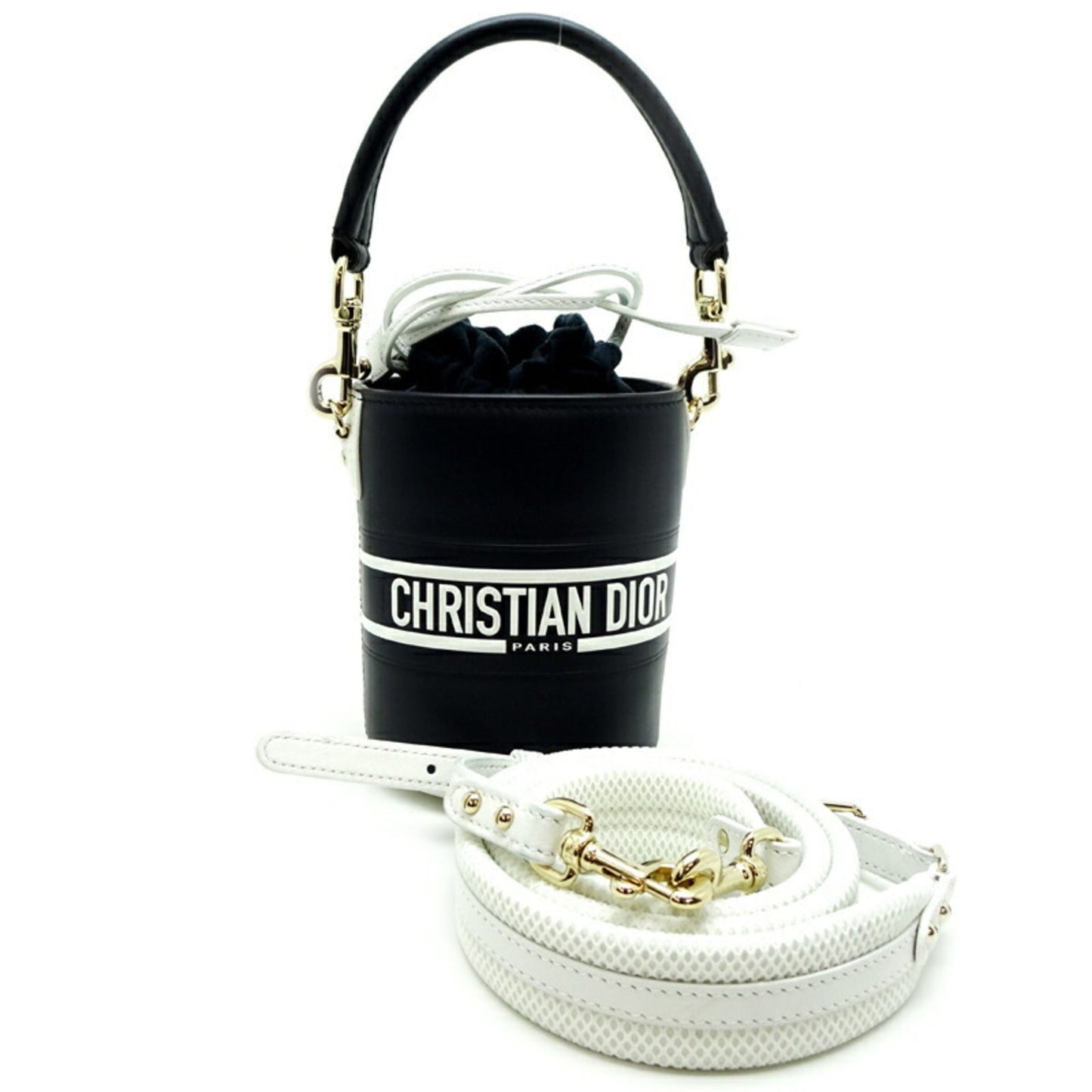 Christian Dior Navy White Leather Shoulder Bag Style 3
