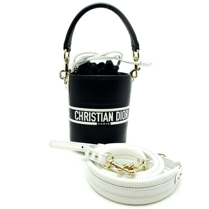Christian Dior Navy White Leather Shoulder Bag Style 3