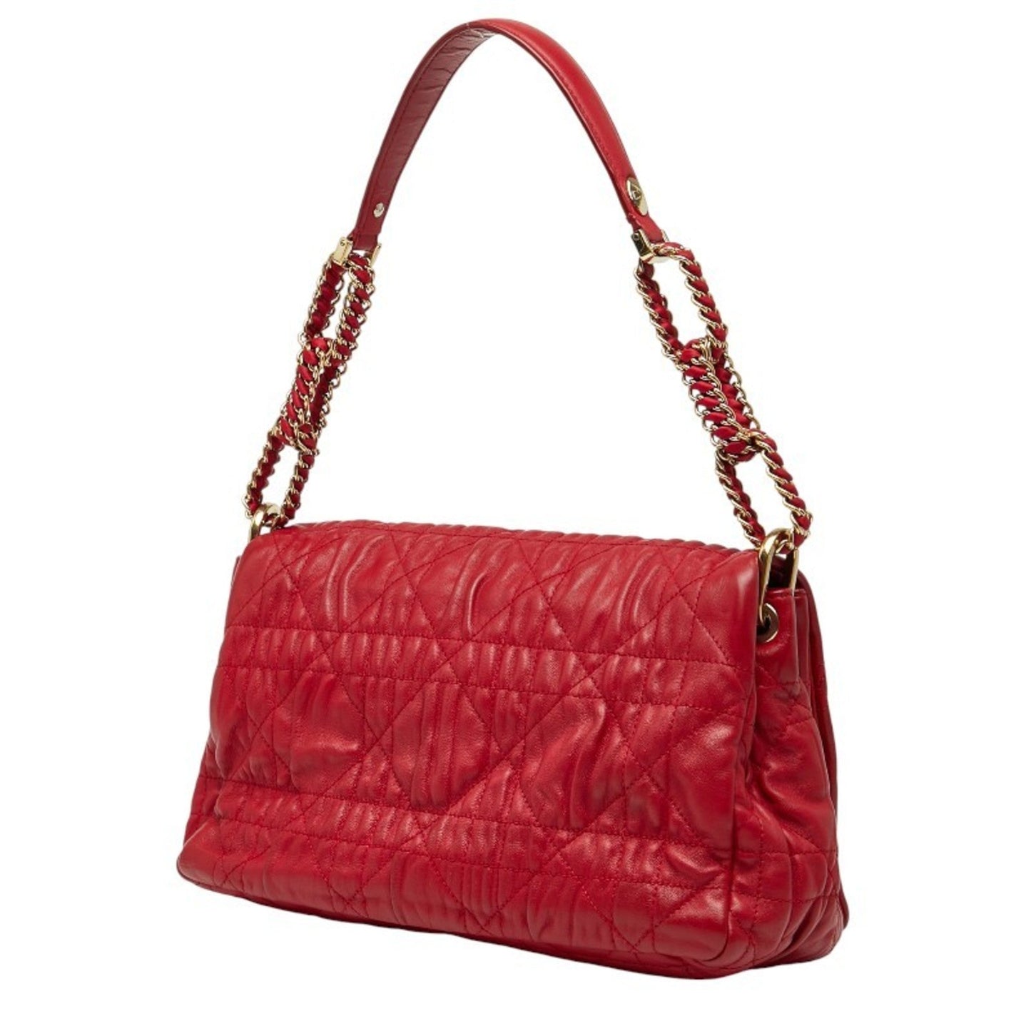 Christian Dior Red Color Leather Handbag Shoulder Bag Leather