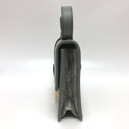 Christian Dior Gray Leather Canvas Shoulder Bag