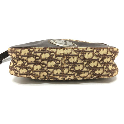 Christian Dior Brown Canvas Leather Shoulder Bag