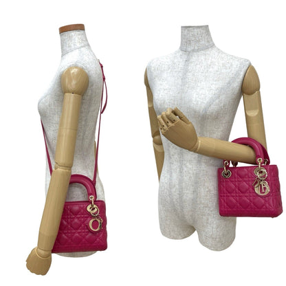 Christian Dior Pink Leather Handbag Shoulder Bag Style 4
