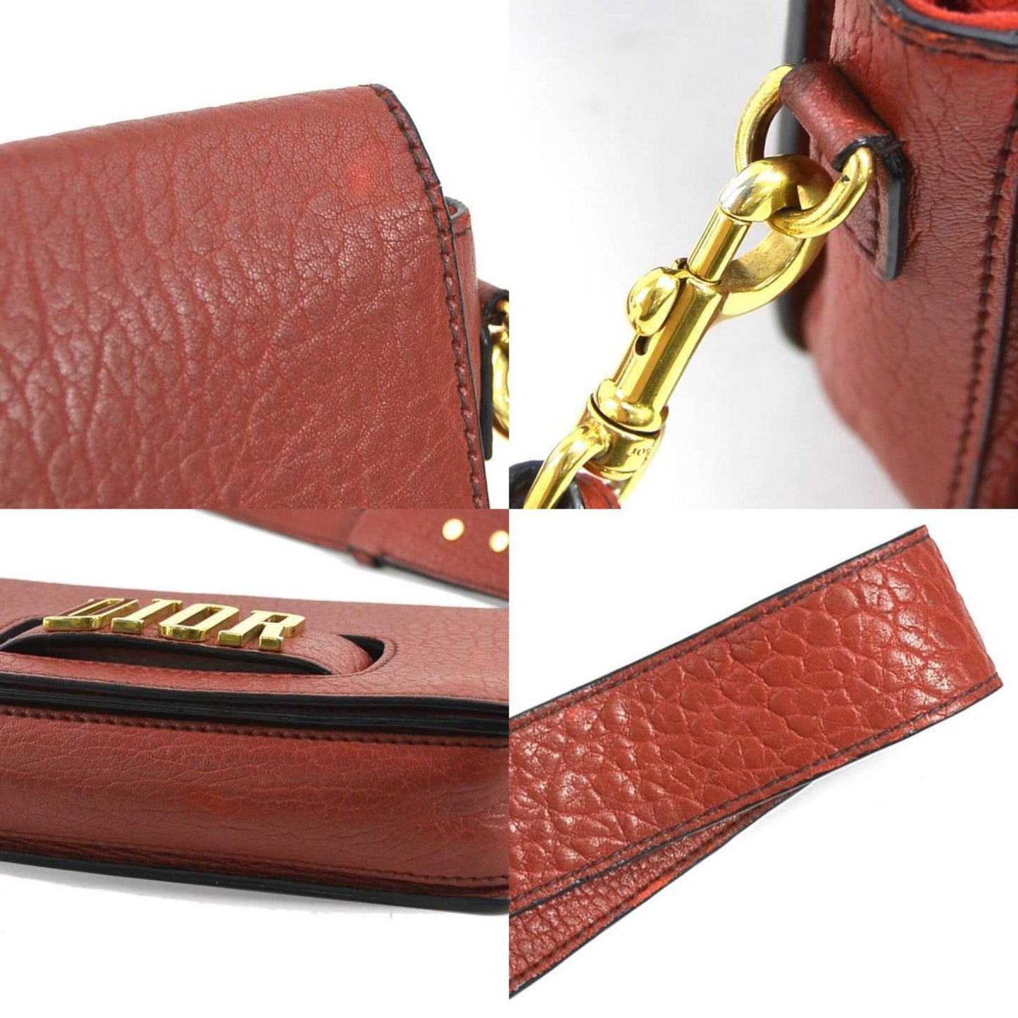 Christian Dior Red Color Leather Shoulder Bag Style 6
