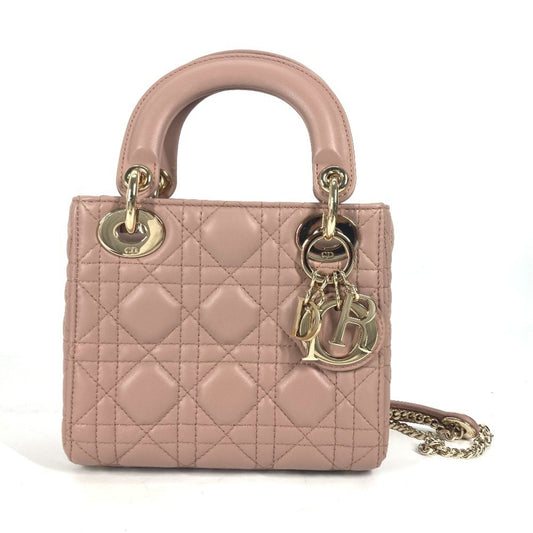 Christian Dior Pink Beige Leather Handbag Shoulder Bag Leather