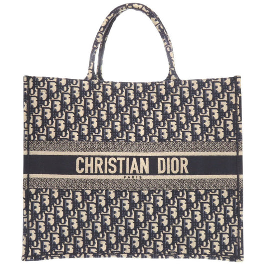 Christian Dior Beige Navy Canvas Tote Bag