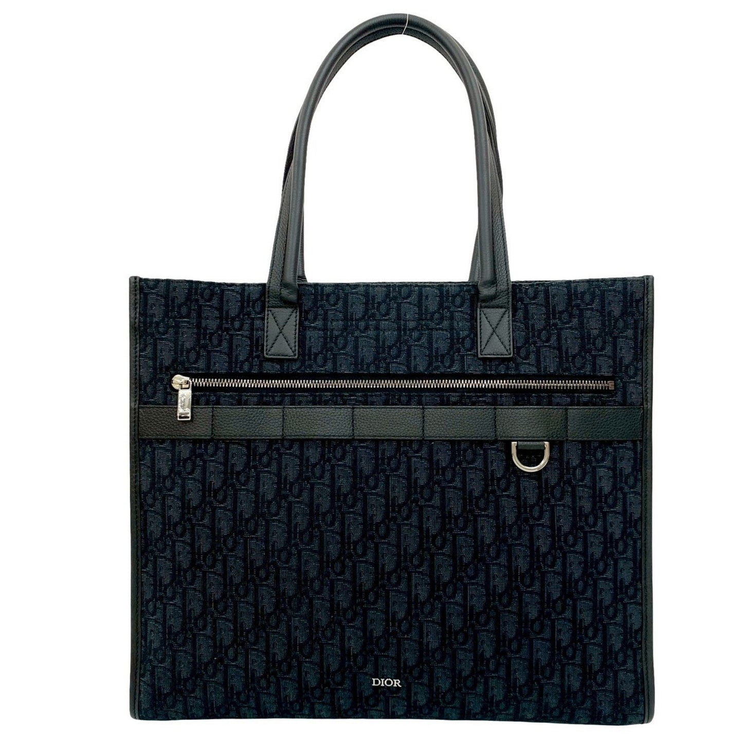 Christian Dior Black Canvas Leather Tote Bag Leather