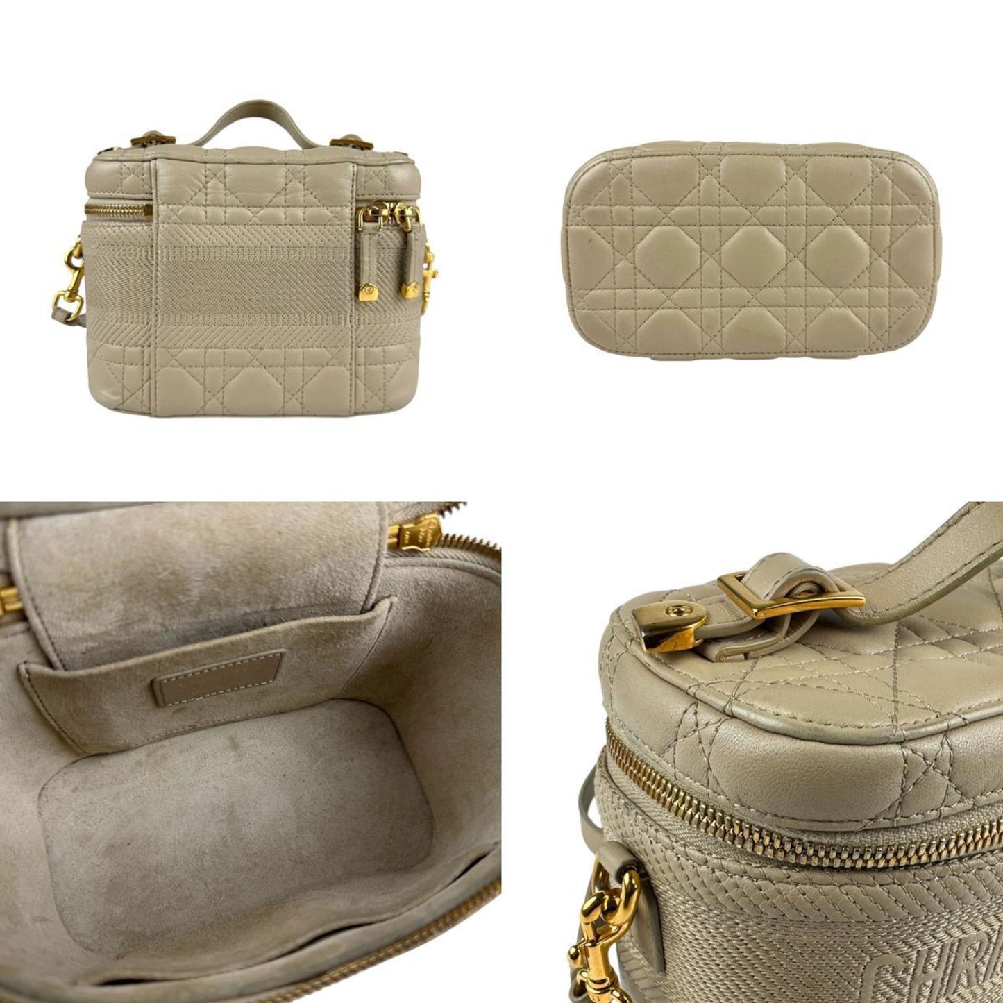 Christian Dior Beige Leather Handbag Shoulder Bag Leather