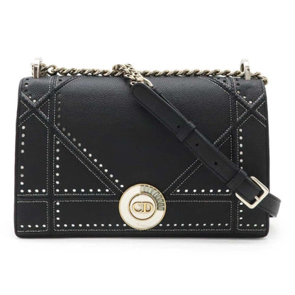 Christian Dior Black Leather Shoulder Bag Style 17