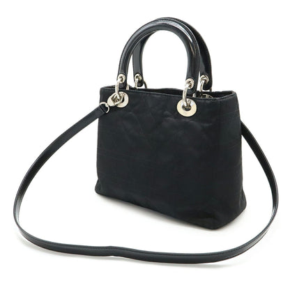 Christian Dior Black Nylon Leather Handbag Tote Bag