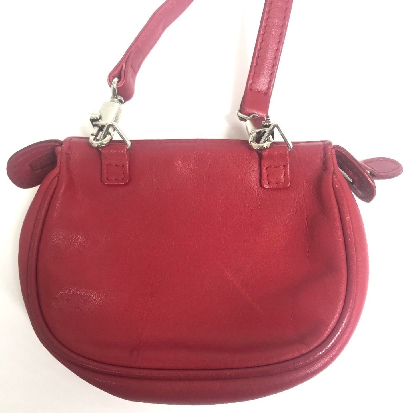 Christian Dior Red Color Leather Pochette Shoulder Bag