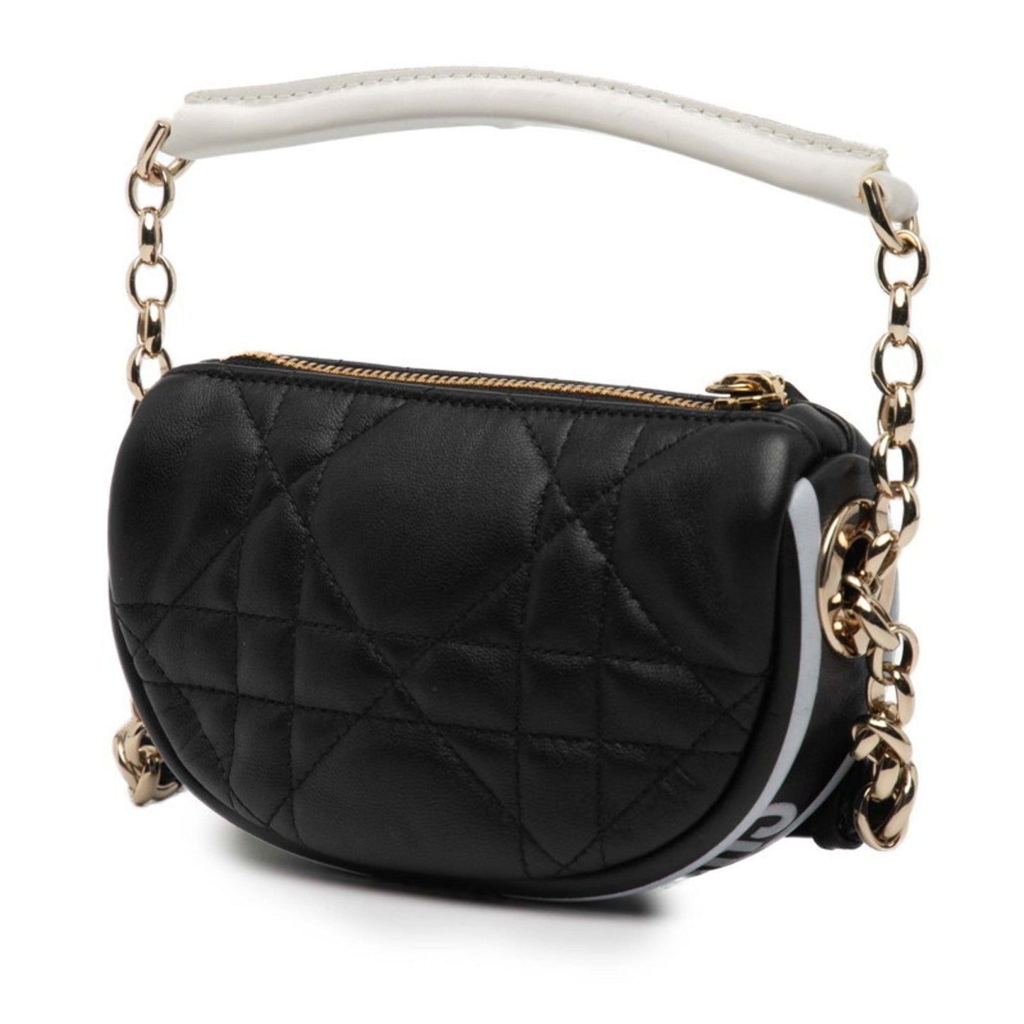 Christian Dior Black White Leather Handbag Shoulder Bag