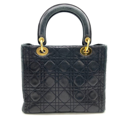 Christian Dior Lady Dior Black Leather Handbag Style 3