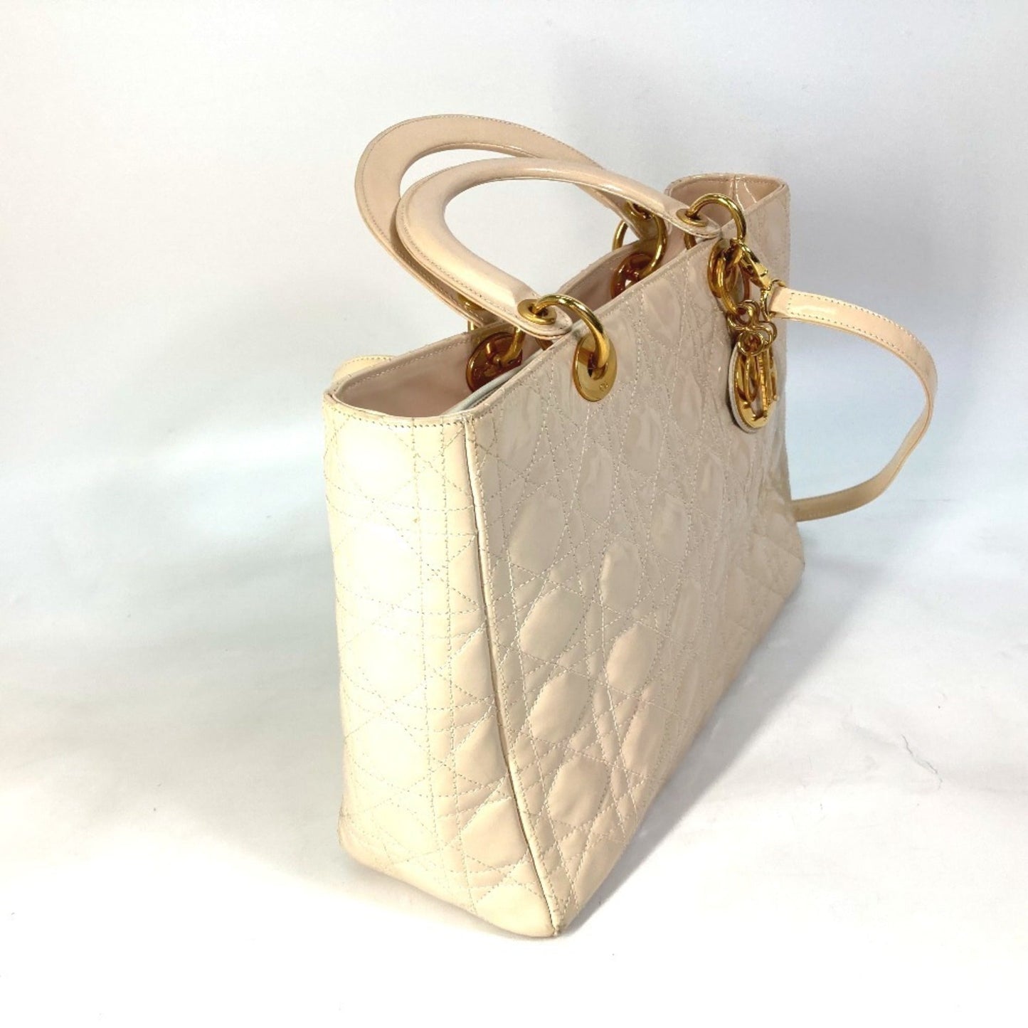 Christian Dior Beige Patent Leather Handbag Shoulder Bag