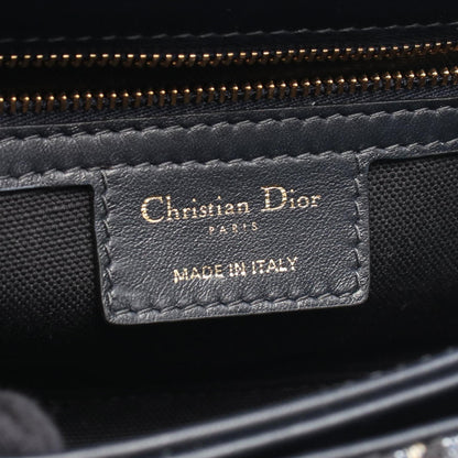 Christian Dior Beige Navy Canvas Leather Shoulder Bag
