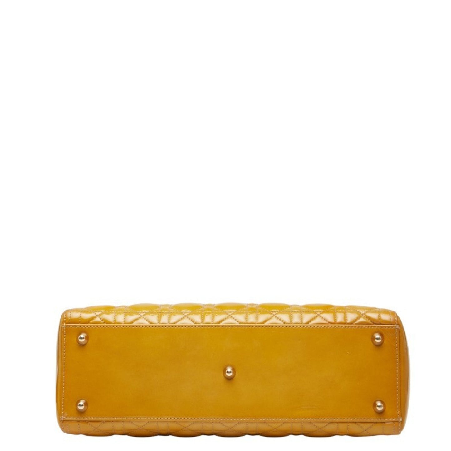 Christian Dior Lady Dior Yellow Patent Leather Handbag Shoulder Bag Leather