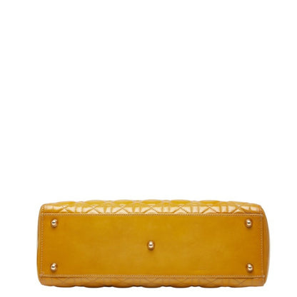 Christian Dior Lady Dior Yellow Patent Leather Handbag Shoulder Bag Leather