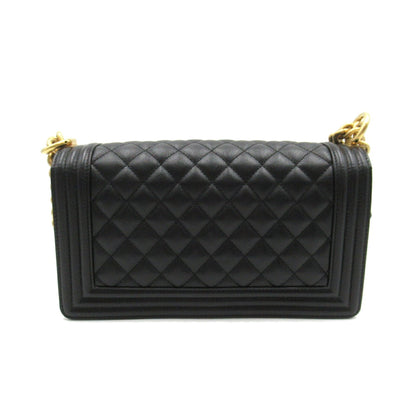 Chanel Boy Chanel Chain Shoulder Bag, Caviar Skin (Grained Calf), Women's, Black, A67086