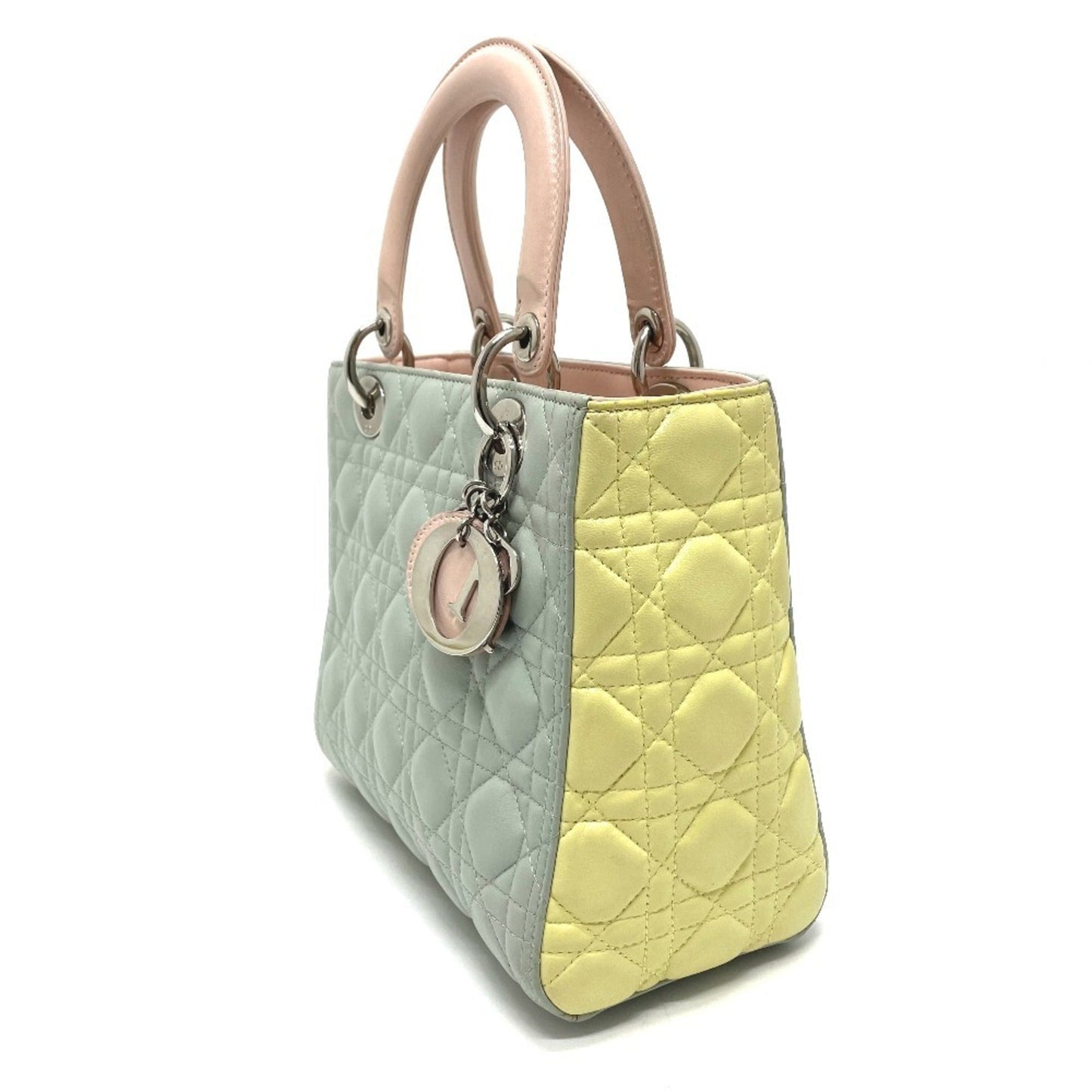 Christian Dior Blue Pink Yellow Leather Handbag Shoulder Bag
