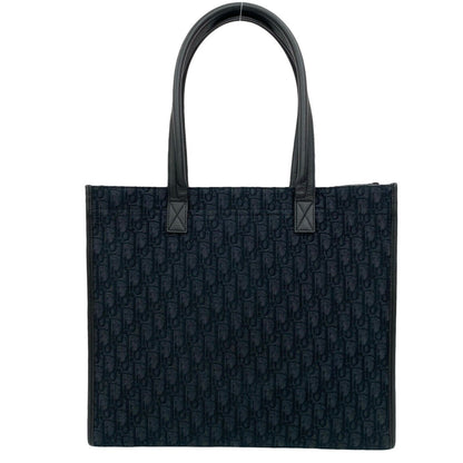Christian Dior Black Canvas Leather Tote Bag Leather