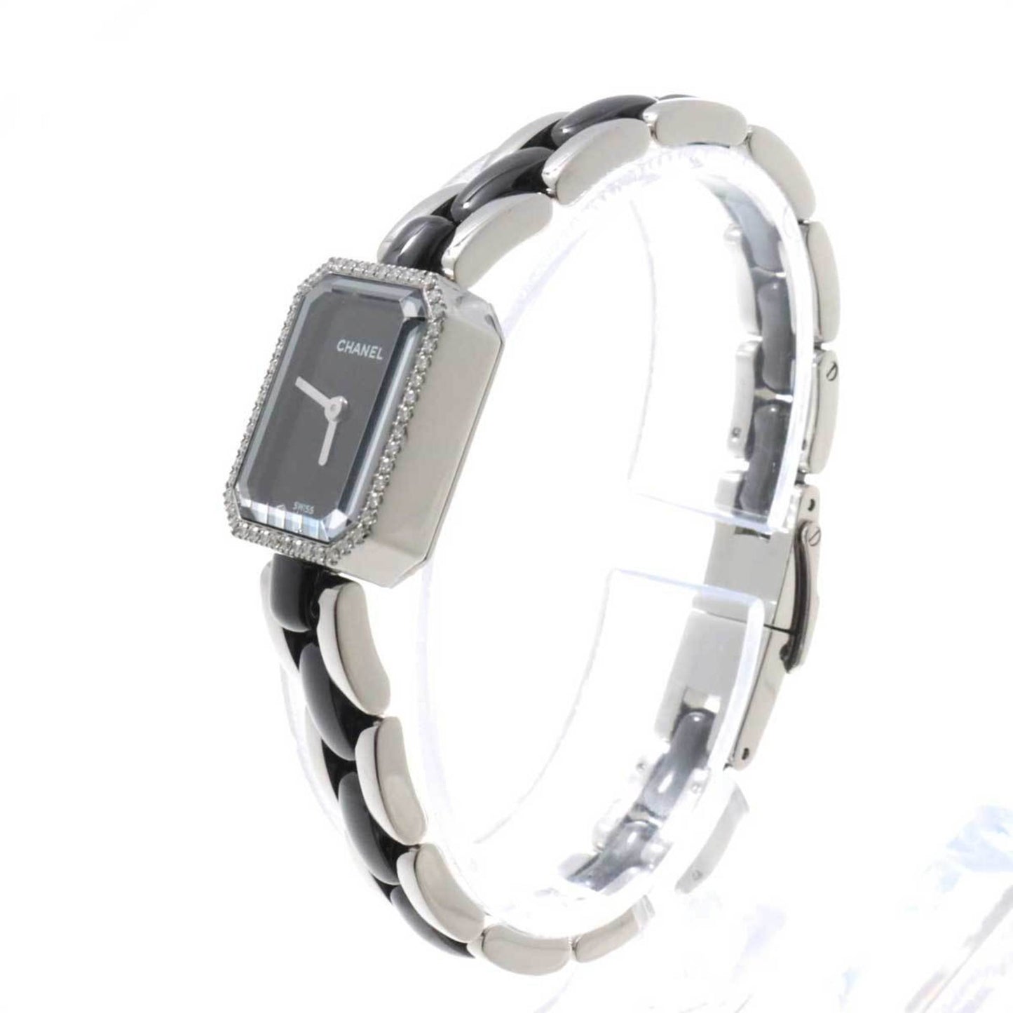 Chanel Premiere H2163 Diamond Bezel Ladies Watch Black Ceramic Quartz