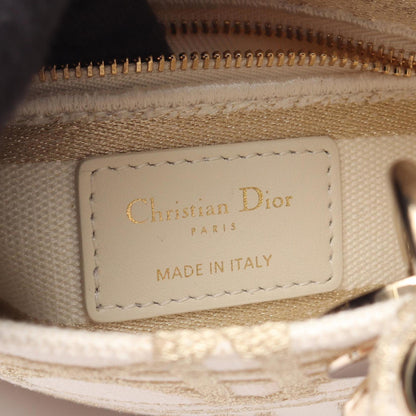 Christian Dior Gold White Canvas Handbag Canvas