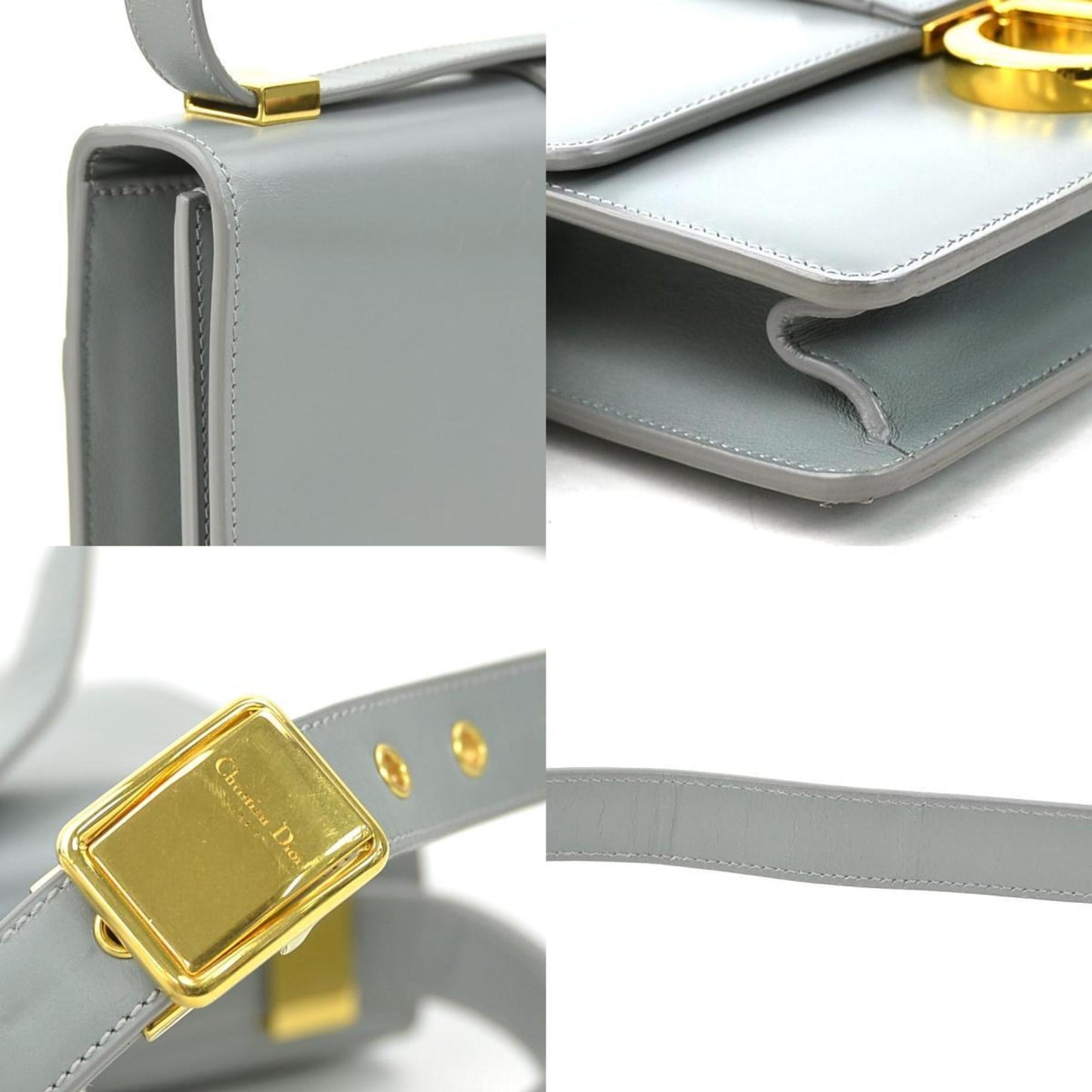 Christian Dior Gray Leather Shoulder Bag Style 6